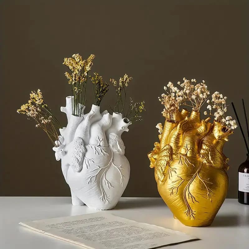 Heart shaped floral ornament, heart-shaped resin potted plant, ins style living room dining table decoration craft