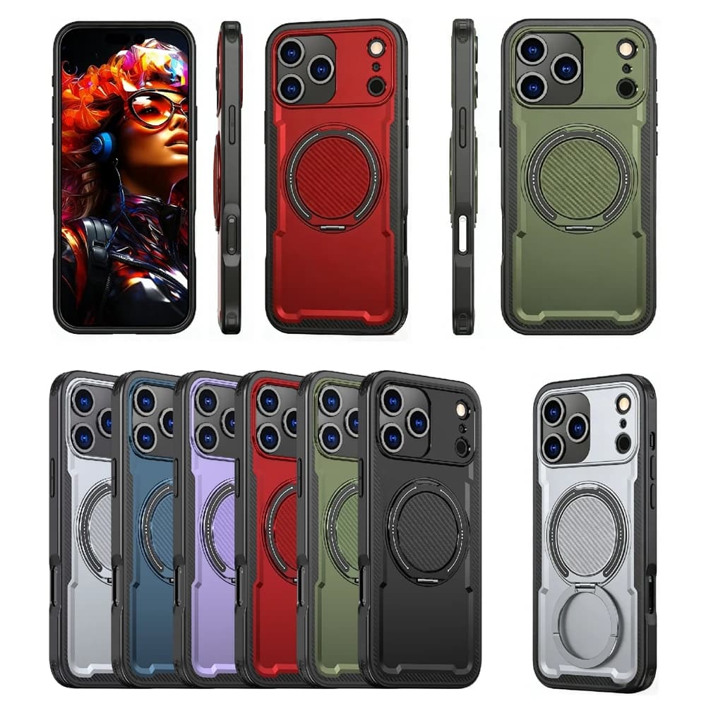 Supporto Magnetico Premium Sagsafe 360 ° Custodia per telefono con supporto girevole per iPhone 17 Air 16 15 14 13 12 11 XR Pro Max Plus con ricarica wireless