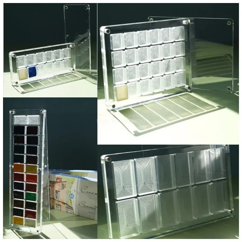 Acrylic Watercolor Storage Box Magnetic Transparent Solid Watercolor Case Nail Care Cosmetic Jewelry Rhinestone Display Box
