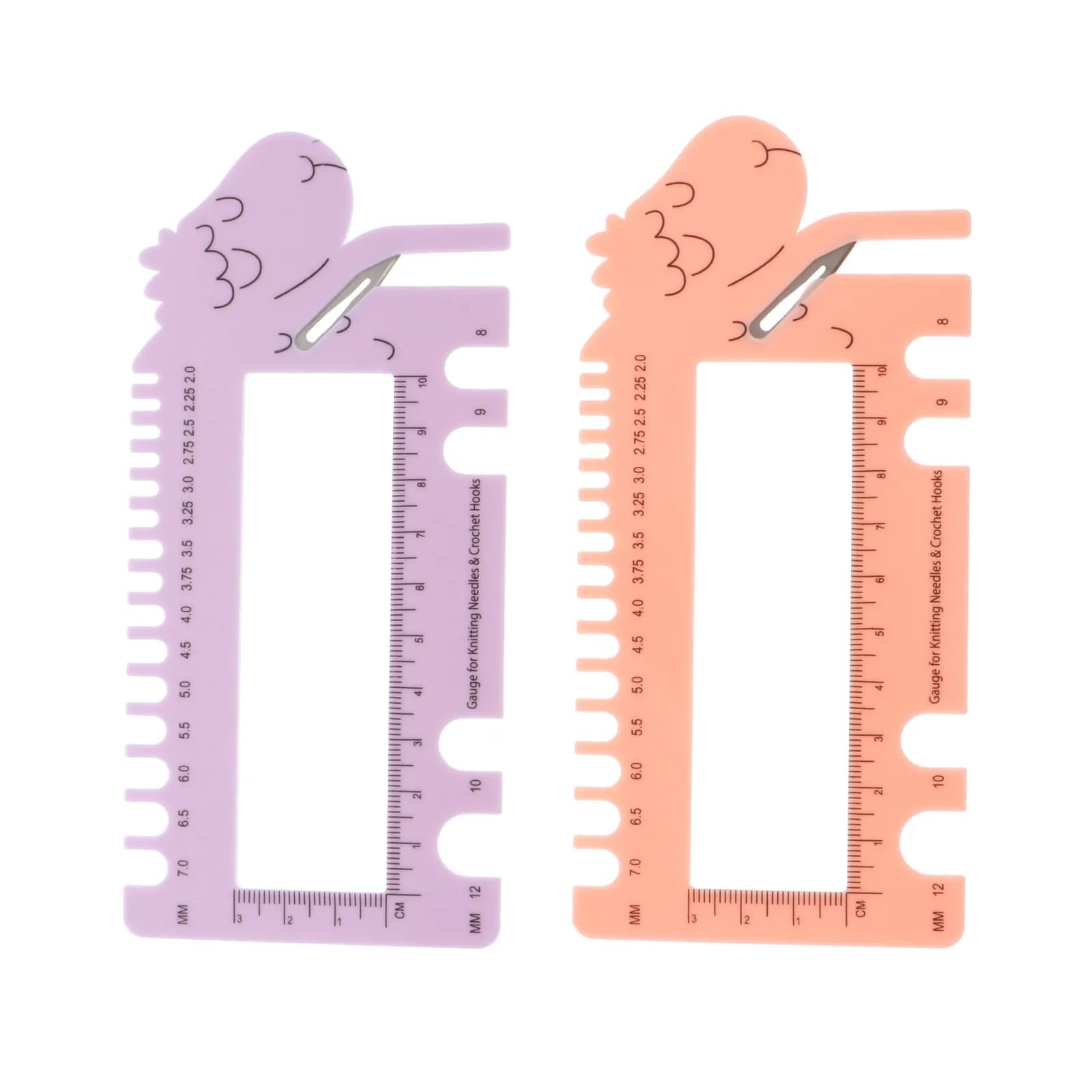 2 Pezzi Adorabili Righelli Misuratori per Uncinetto a Forma di Pecora, Strumento Conta Punti per Identificare la Dimensione dell'Uncinetto