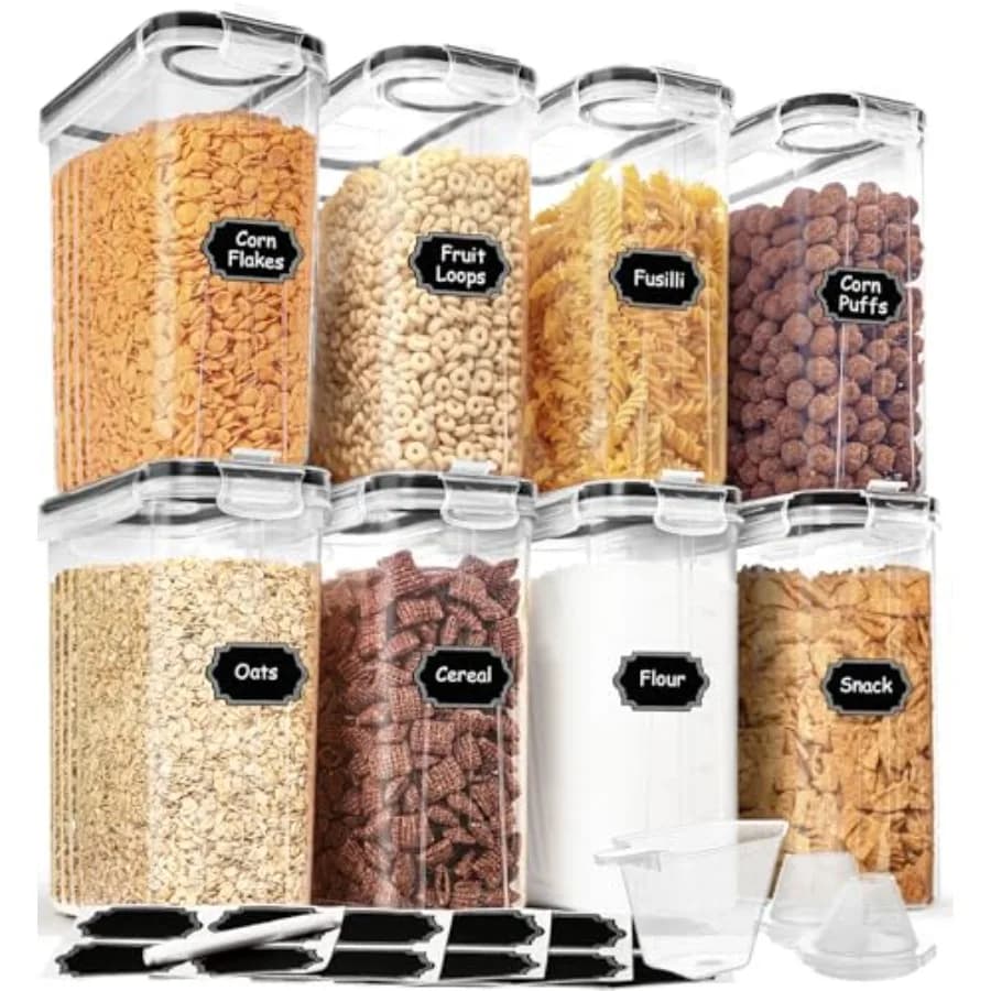 Set di Contenitori per Cereali 4L/135.2oz 8 Pezzi, Contenitori Ermetici per Alimenti con Coperchi, Dispenser per Cereali per Dispensa della Cucina