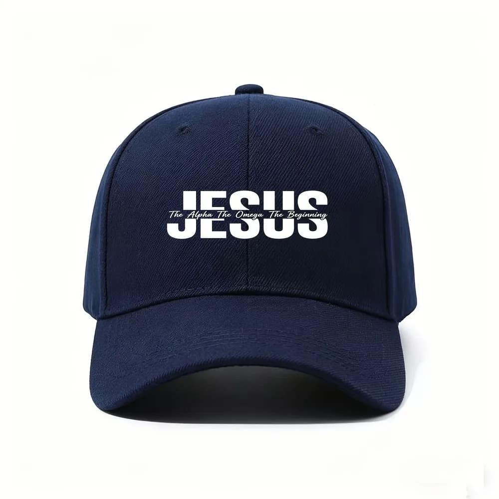 1pc The Alpha The Omega The Beginning Inspirational Graphic Baseball Cap, Adjustable Casual Hat