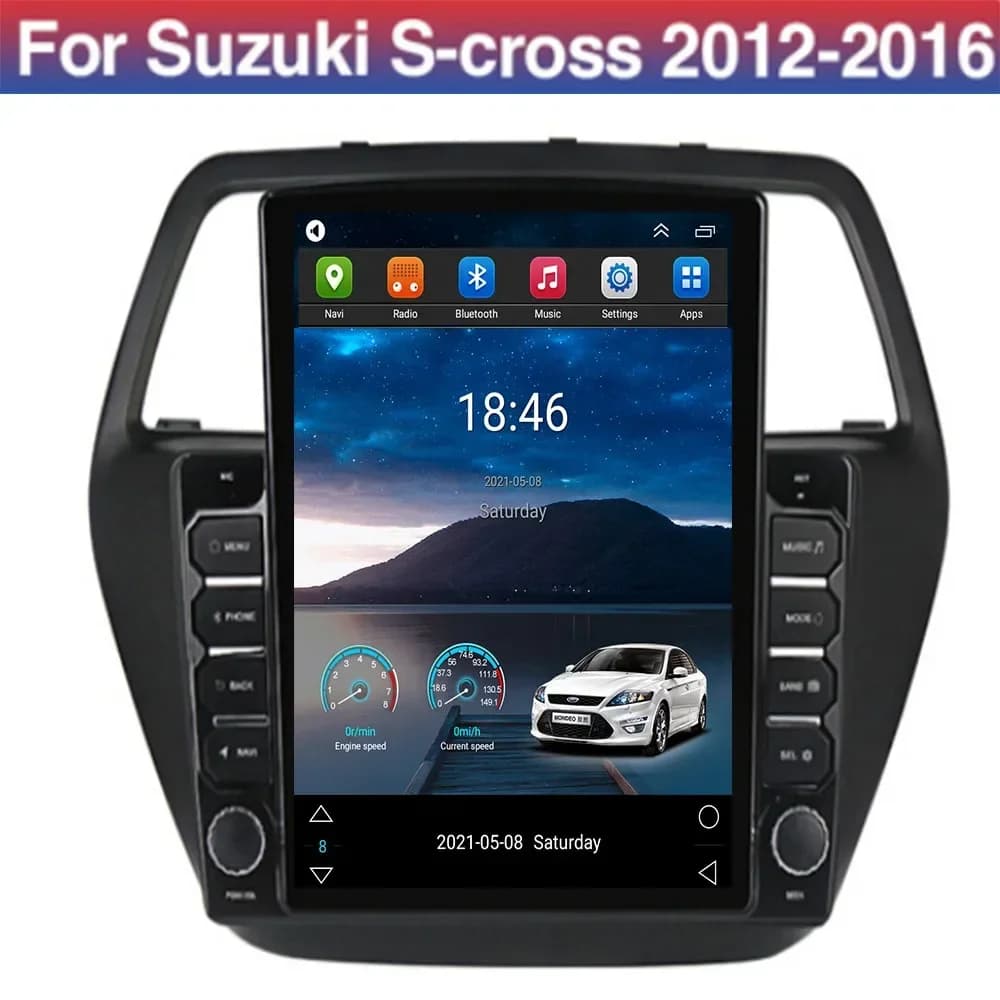 For Tesla Style 2 Din Android 14.0 Autoradio for Suzuki SX4 2 S-Cross 2012 - 2050 GPS video player Stereo Carplay RDS