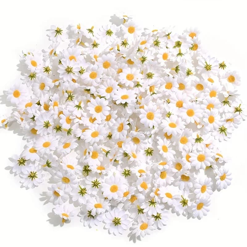 100 teste di fiori artificiali a margherita, piccole teste di crisantemo artificiali bianche, fiori finti per decorazioni natalizie per matrimoni