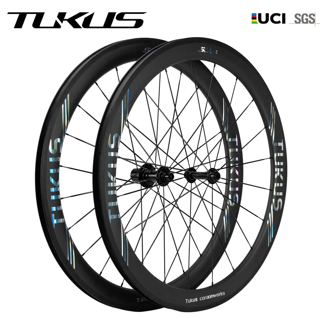 Set di ruote TUKUS C50 700C in fibra di carbonio per bici da corsa con freno a pattino, profilo da 50 mm, tubeless, clincher, mozzo a 6 pali, ruote da ciclismo.