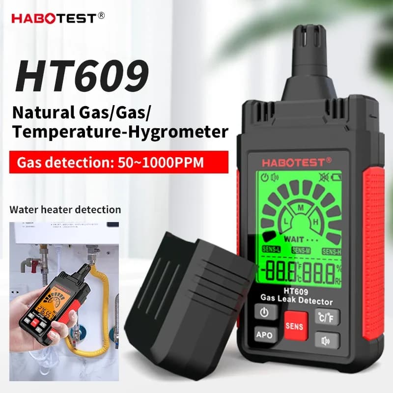 Rilevatore di fughe di gas HABOTEST HT609 con allarme sonoro e display LCD, rilevatore di gas combustibile, rilevatore di gas naturale e metano