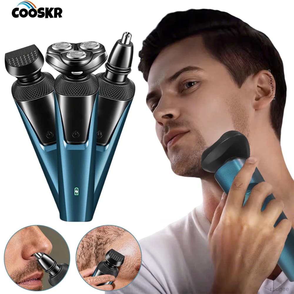 Rasoio Elettrico Multifunzione Ricaricabile Portatile per Uomo, Rimozione Peli Viso, Barba, Petto e Naso
