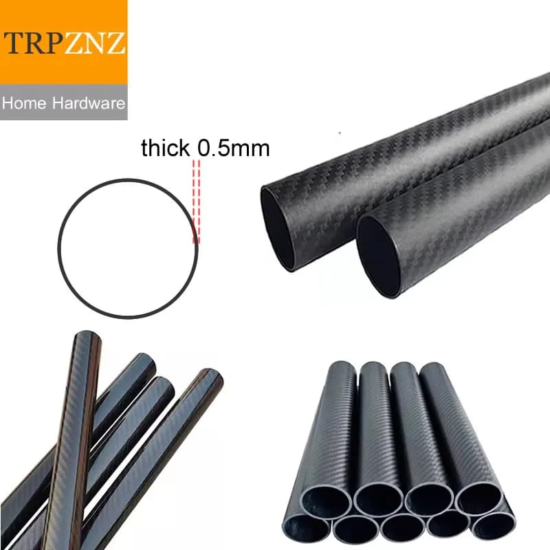 Tubo in fibra di carbonio 3K Spessore parete 0,5 mm Diametro esterno 4-40 mm Durevole ad alta resistenza per modelli RC Droni Aerospaziale Fai da te