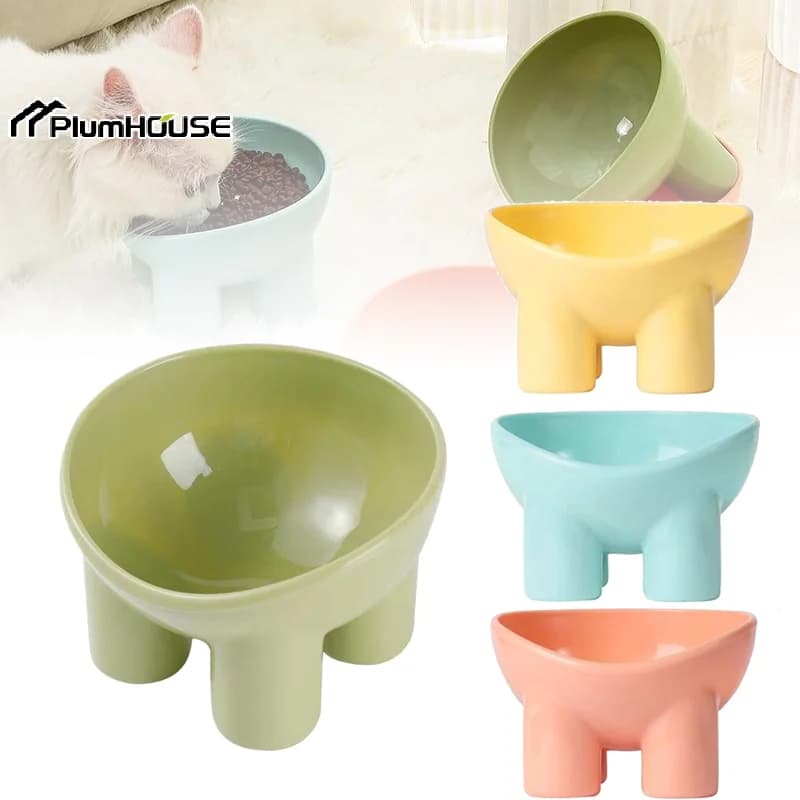 Ciotola per gatti rialzata con supporto Piatto per alimenti e acqua in plastica resistente per animali domestici Elegante e moderno Alimentazione adatta al collo per cani e gatti