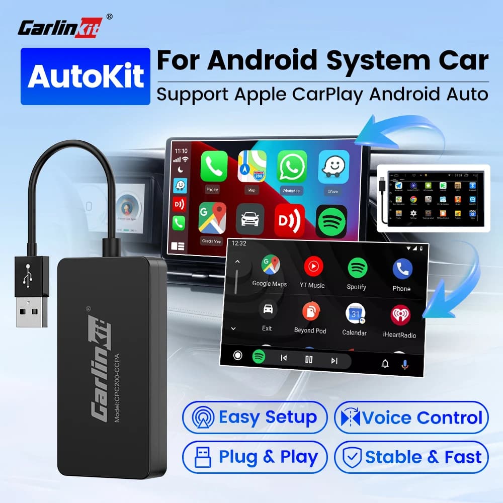 CarlinKit Android Auto USB Dongle CarPlay Wireless Adapter for Android Auto Support Spotify Waze Map Phone Mirrorlink Autoradi