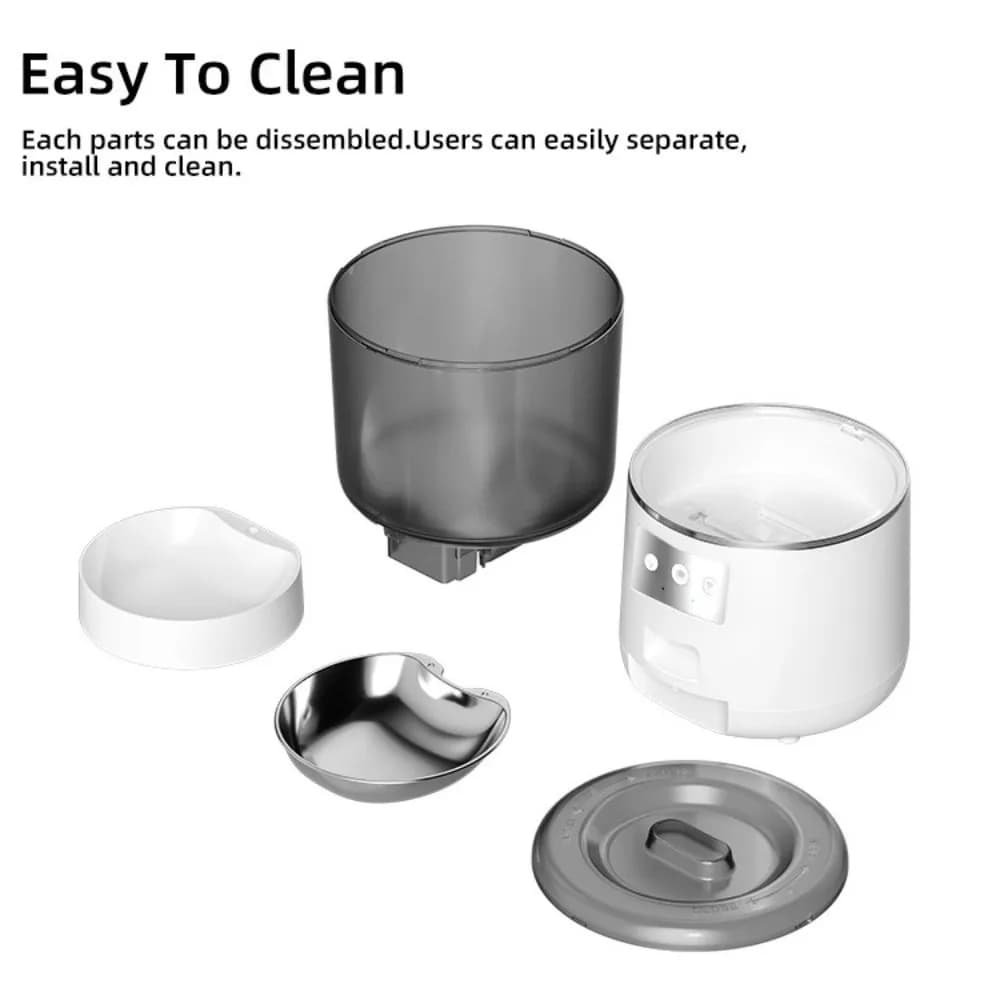 Alimentatore per animali domestici intelligente da 4 litri Ciotola in acciaio inossidabile Alimentazione temporizzata Alimentatore automatico per gatti Distributore di cibo per cani abilitato WIFI con telecomando