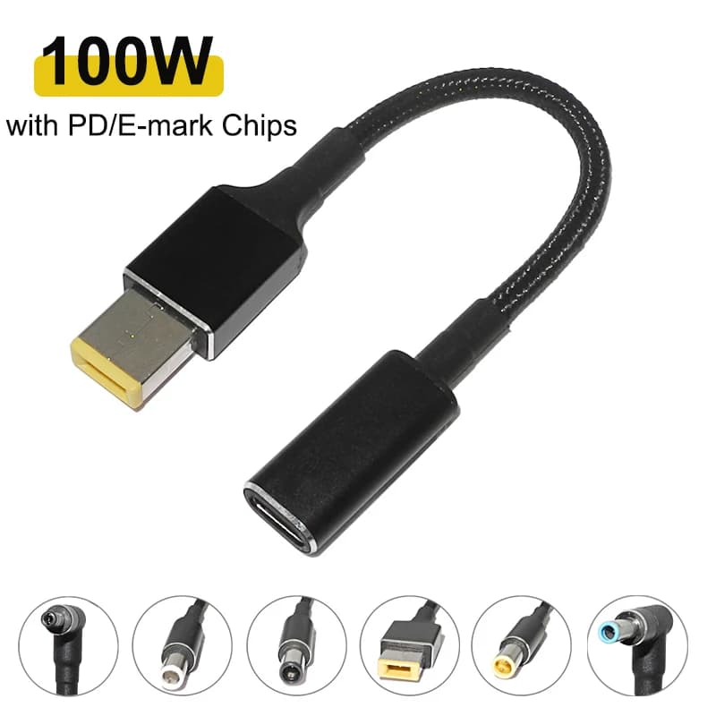 Cavo adattatore per caricabatterie universale per laptop da USB C PD a DC da 100 W, cavo adattatore per ricarica rapida di tipo C per laptop Asus Lenovo Hp Dell