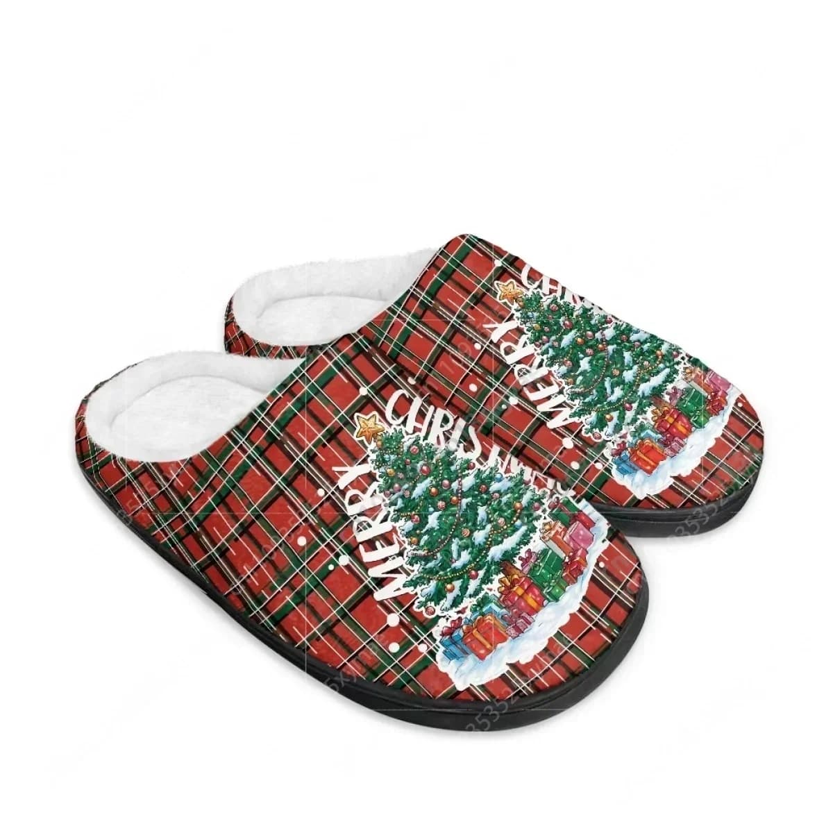 Merry Christmas Tree Tis The Season To Be Jolly Home Cotton Slippers Mens Womens Teenager Plush Bedroom Keep Warm Custom Slipper