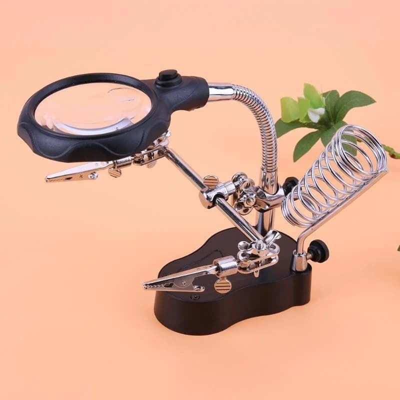 Table Magnifying Glass Welding Enlargement Lens LED Support Welding Repair Tool Magnifying glass Third hand for welding inspection mirror