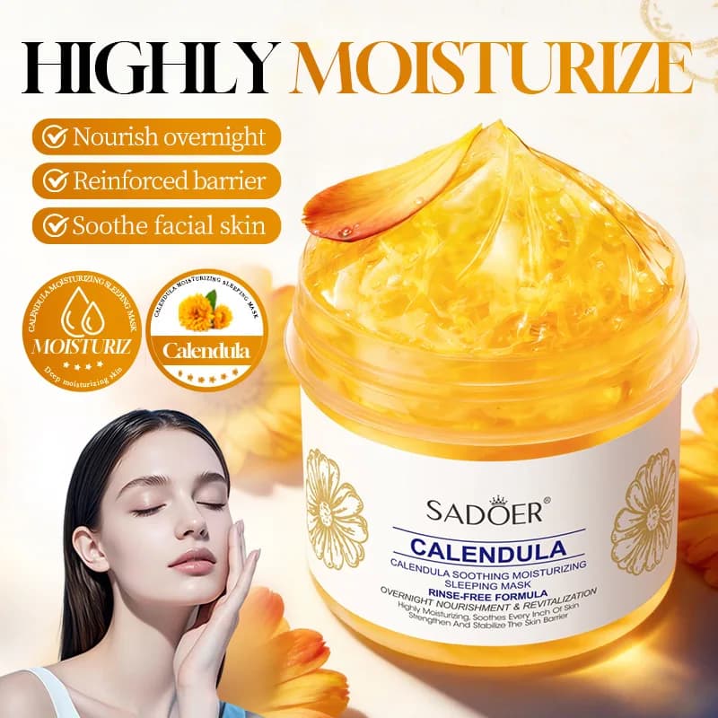 Maschera viso lenitiva e idratante alla calendula, maschera viso notturna al collagene e biotina, maschera viso idratante profonda, trattamento notturno
