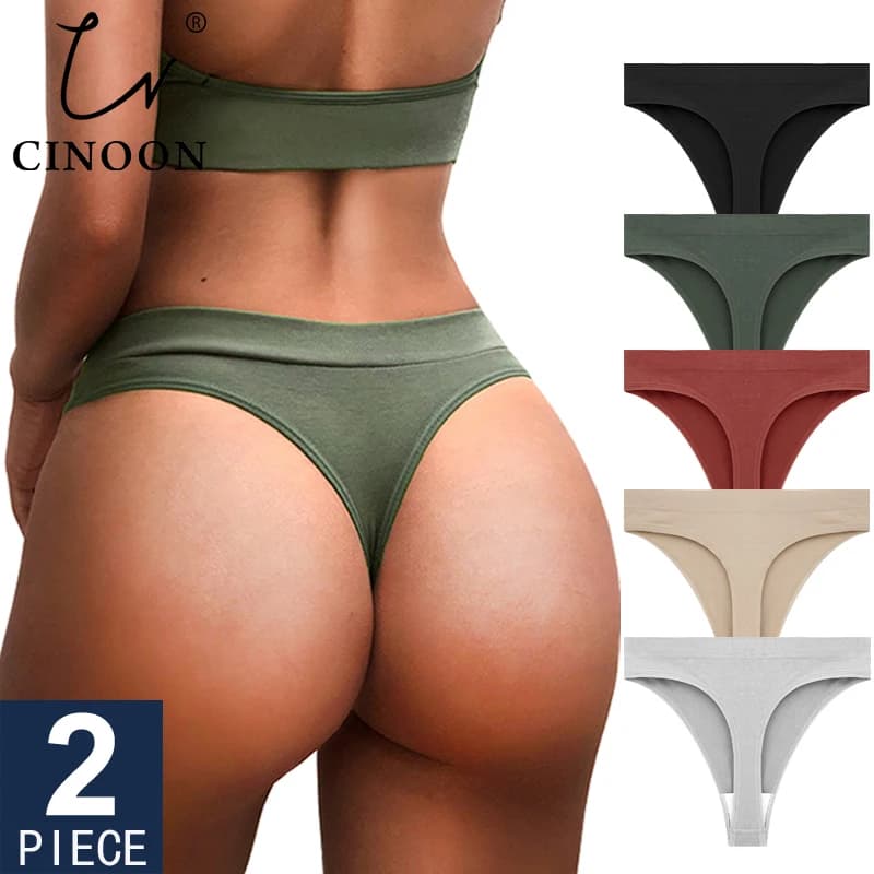 CINOON 2 Pz/lotto Donne Sexy 5 Colori Mutandine a vita bassa Comfort Biancheria Intima G String Perizoma Lingerie Traspirante Tentazione Intimo