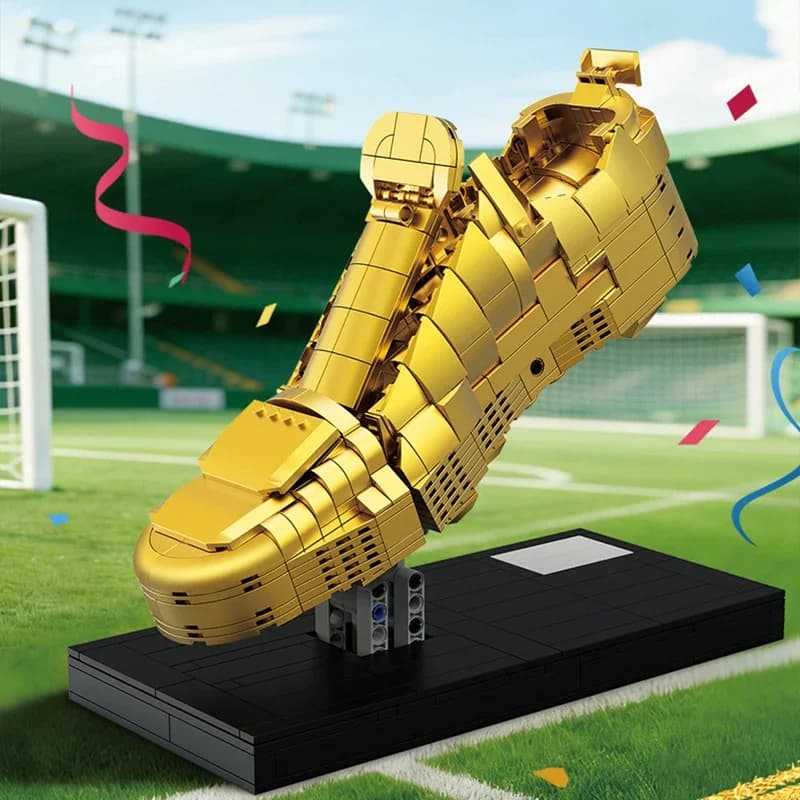 Trofeo Campione di Calcio MOC, Scarpa d'Oro, Modello Sportivo in Blocchi da Costruzione, Decorazione da Scrivania, Giocattolo Educativo