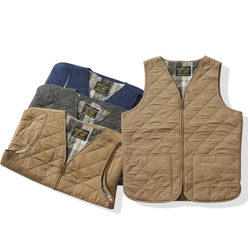 Firmranch Plaid Quilted Vest Jacket Cotton-padded Double-sided Wearable For Men Women Amekaji Autumn Winter Sleeveless Coat