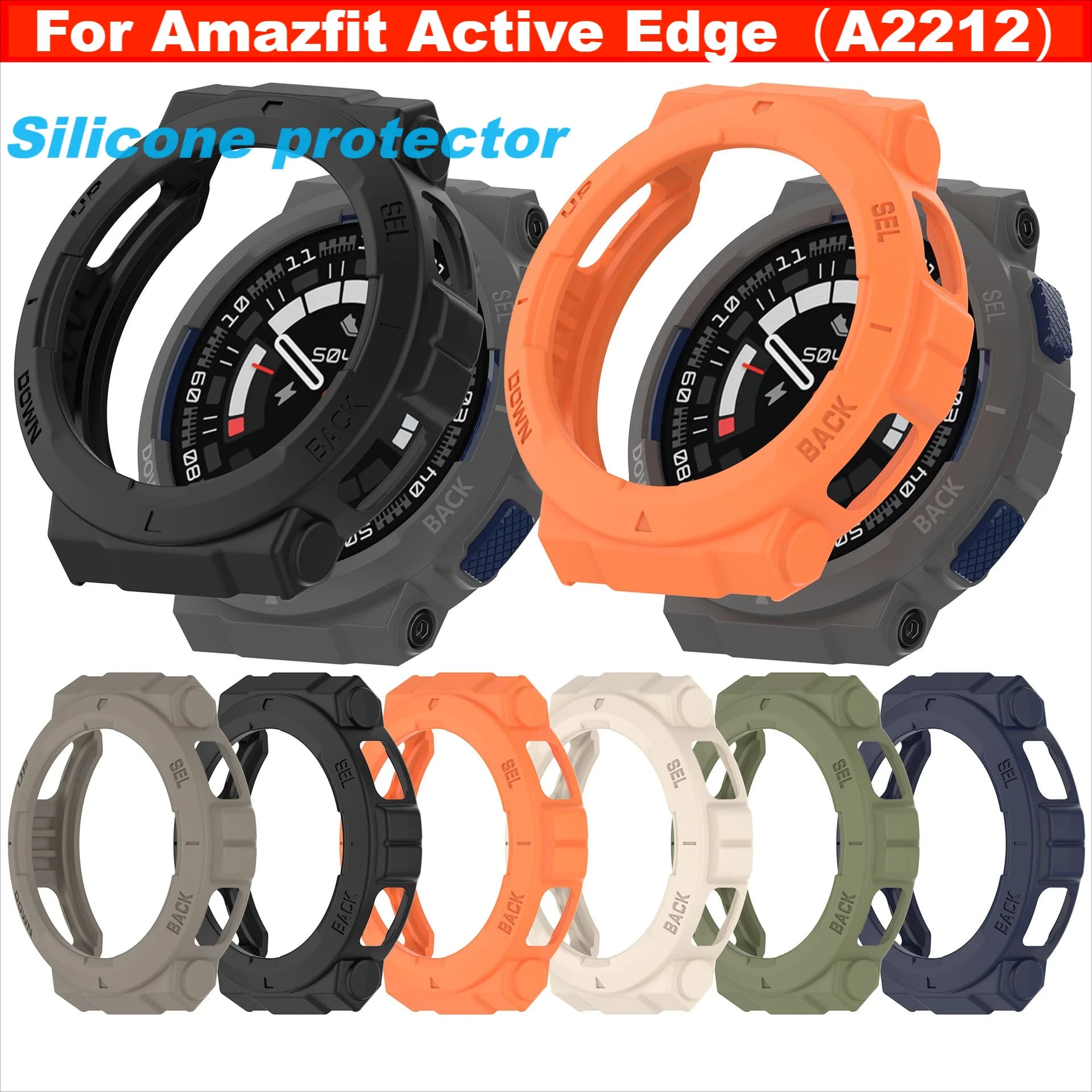 Silicone Case for Amazfit Active Edge (A2212/A2213) Smart Watch Full Cover Screen Protector Smart Watches Accessories