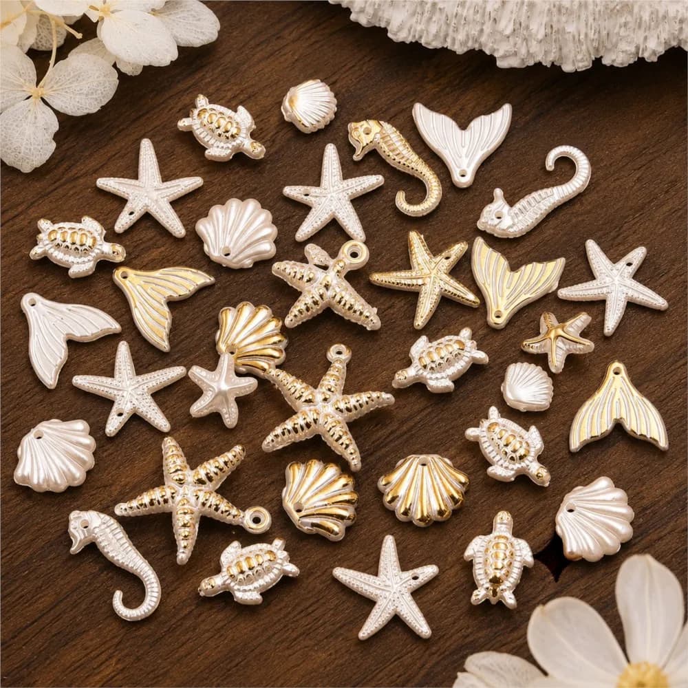 30/50g Mix Random Summer Starfish Pearl Shell Ocean Charms Resin Pendants DIY Earring Necklace Jewelry Making Crafts Wholesale