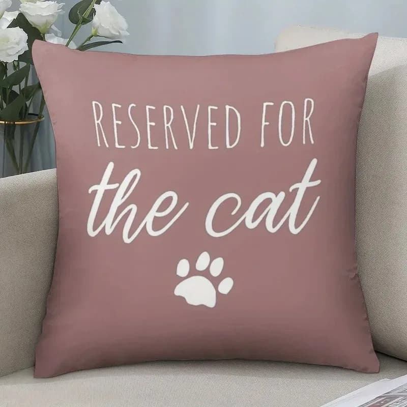 Reserved for The Cat Pillowcase 2D Flat Printed Peach Skin Paw Print Pet Cushion Cover for Bedroom Sofa Home Decoration
