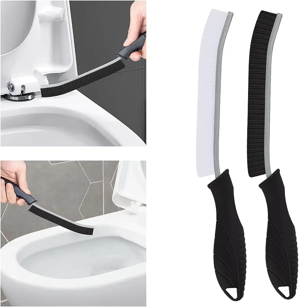 Set di 2 Spazzole per WC, Pulitore per Fessure con Setole Dure per Bagno, Lavandino, Vasca, Piastrelle, con Foro per Appendere