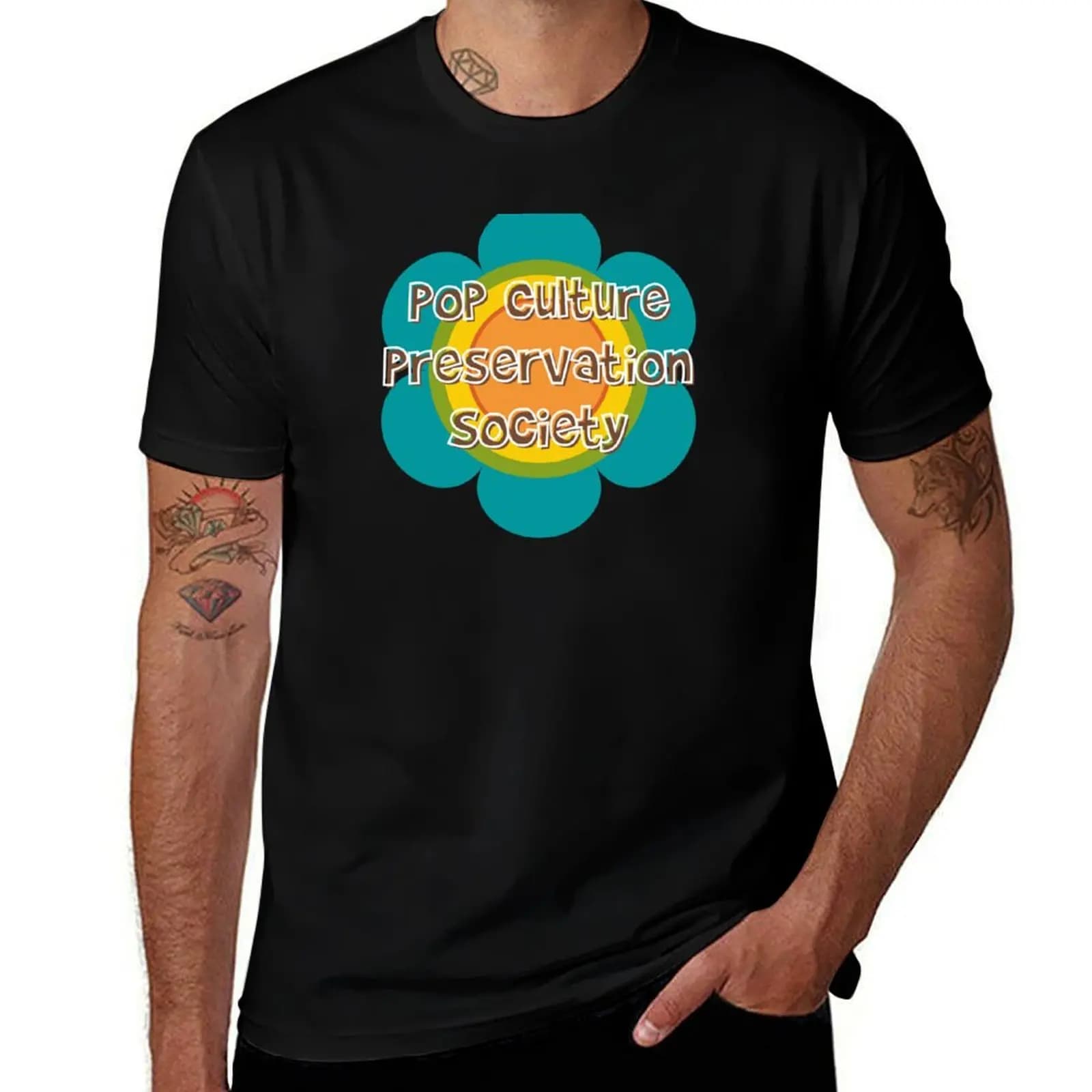 Pop Culture Preservation Society Logo T-Shirt man t shirt cotton T-Shirt