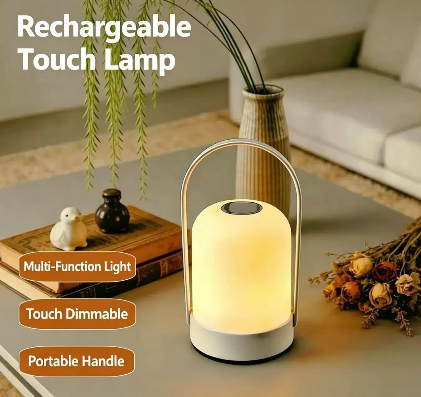 LED portable camping lamp, rechargeable desk lamp, portable touch dimming desk lamp, creative small desk lamp