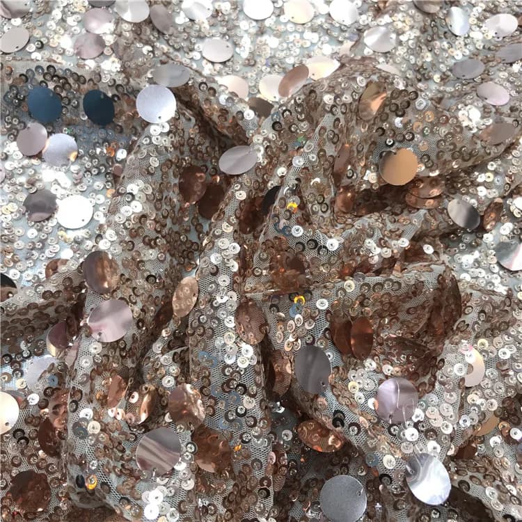 1 Yard 160cm Wide Layered Sequin Embroidered Tulle Fabric Shimmering Mesh Material for Women's Dresses and Evening Gowns F019
