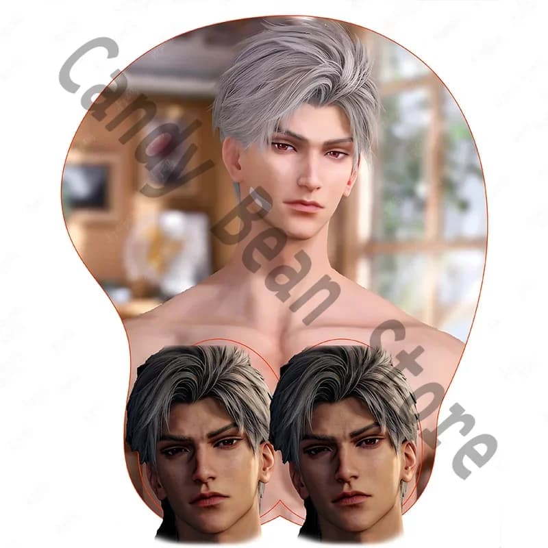 Anime Love and Deepspace Sylus Cartoon Cosplay 3D Pectorales Mouse Pad Mouses Mat Gel di silice Fascia da polso Desktop Playmat Natale
