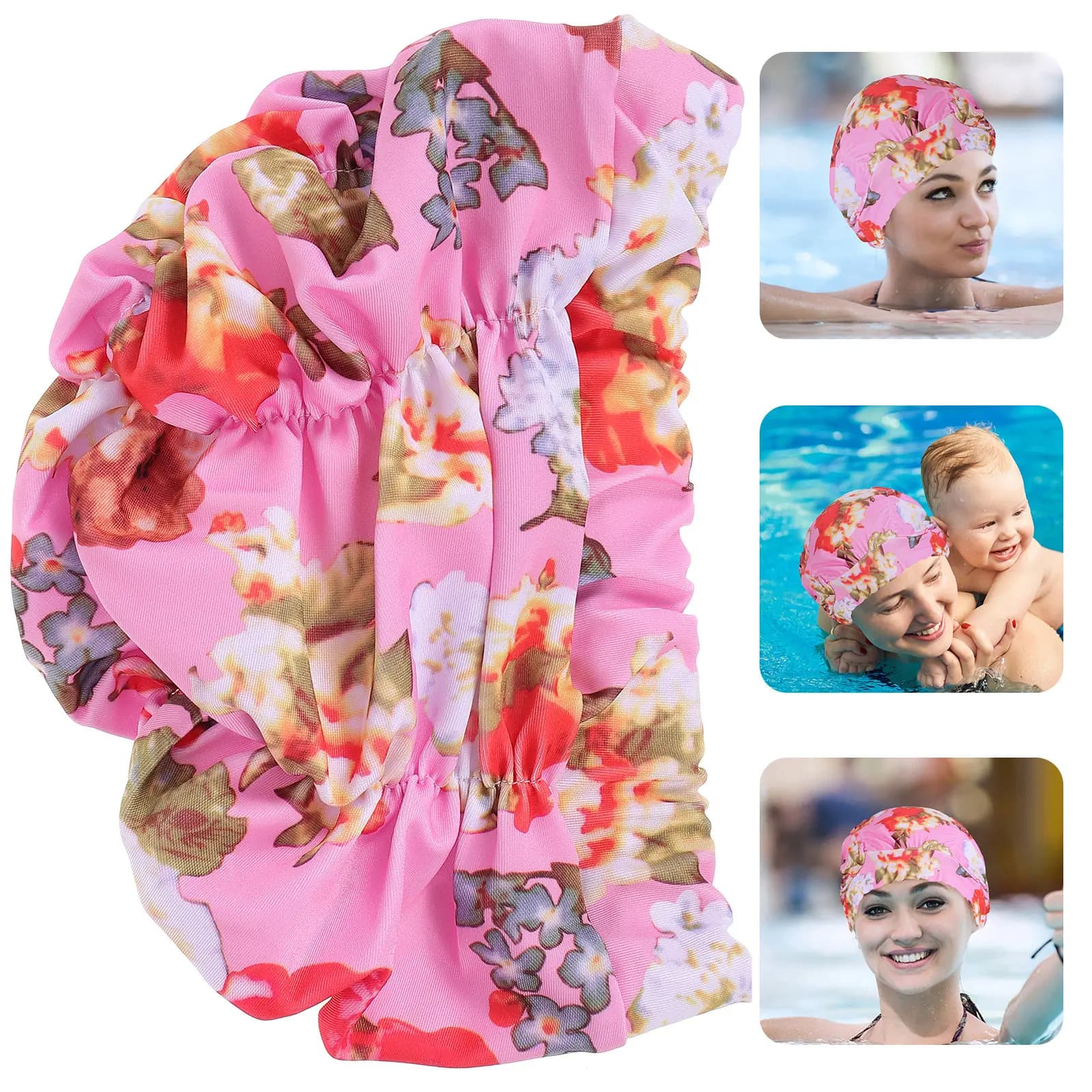 Swim Cap for Adults Chinlon Material Elastic Swimming Hat Lightweight Fatigue-Reducing Hair Protection Cap for Long Hair