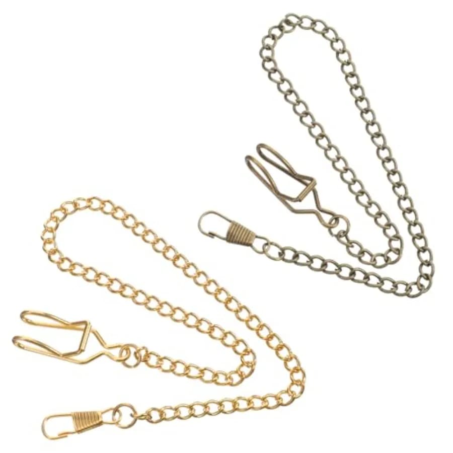 Pocket Watch Chain, 2 Pcs Vintage Metal Pocket Watch Chains for Men Vest Chains Link Clip for Men Husband Father's Day, 14.5 In