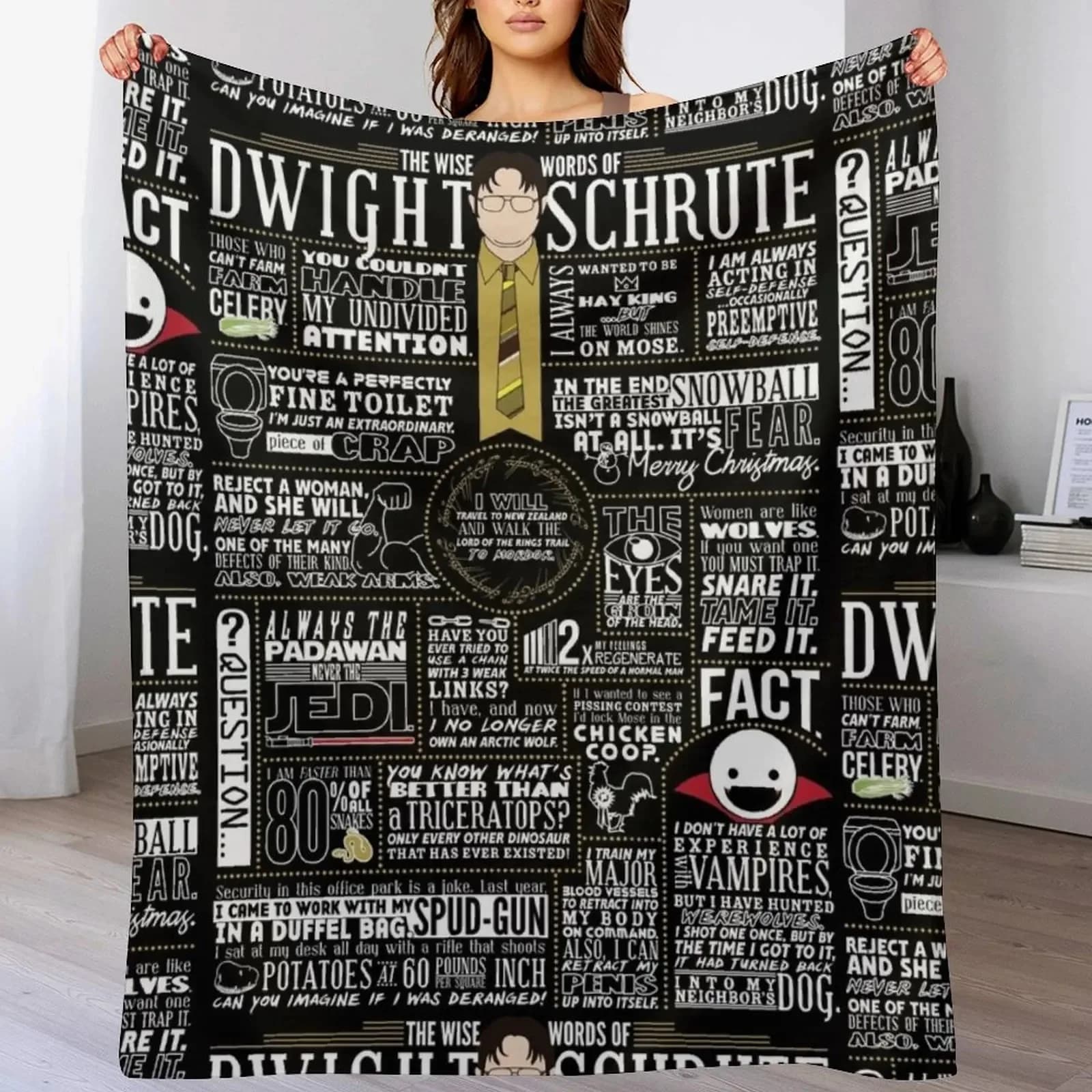 The Wise Words of Dwight Schrute (Dark Tee) Summer decorative blanket for bed, sleeping bag, moving blankets