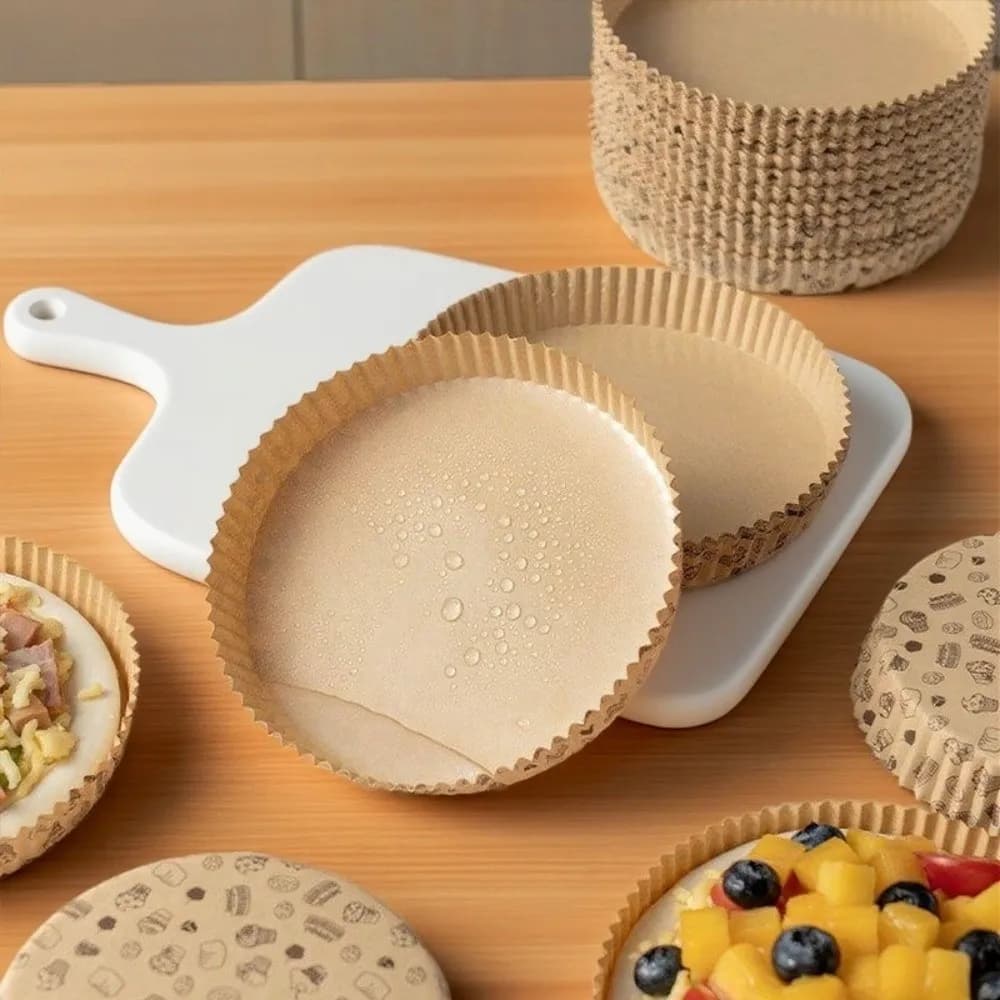 50 Pezzi Teglie per Pizza Rotonde Usa e Getta Multi-misura, Vassoi Antiaderenti e Impermeabili per Pizza, Carta da Forno per Friggitrice ad Aria
