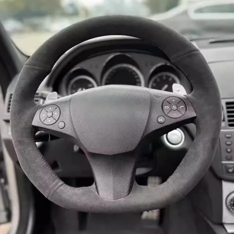 Coprivolante in Pelle Scamosciata Personalizzato per Mercedes-Benz Classe C W204 GLK X204 2008-2012