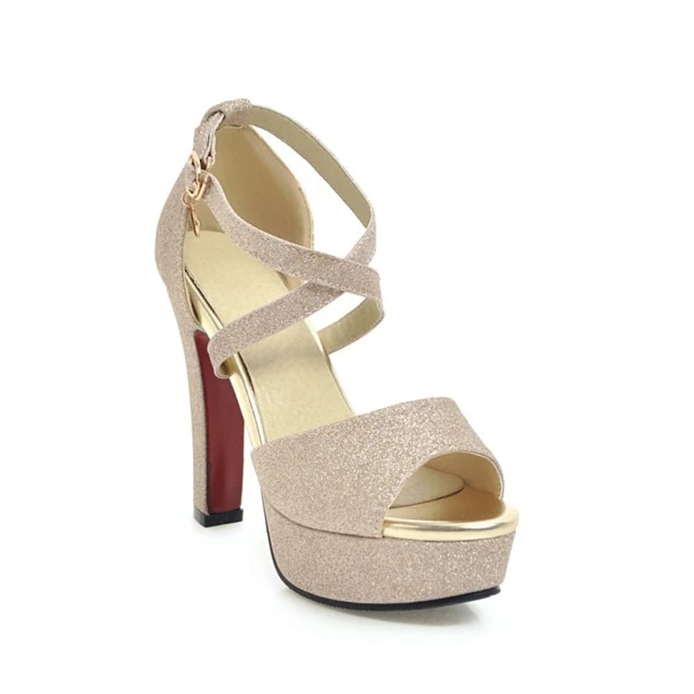 High Heels Women Summer Coarse Heel Fish Mouth Waterproof Sexy Buckle Dress Bridal Shoes Fashion Work Platform Sandals 88-5