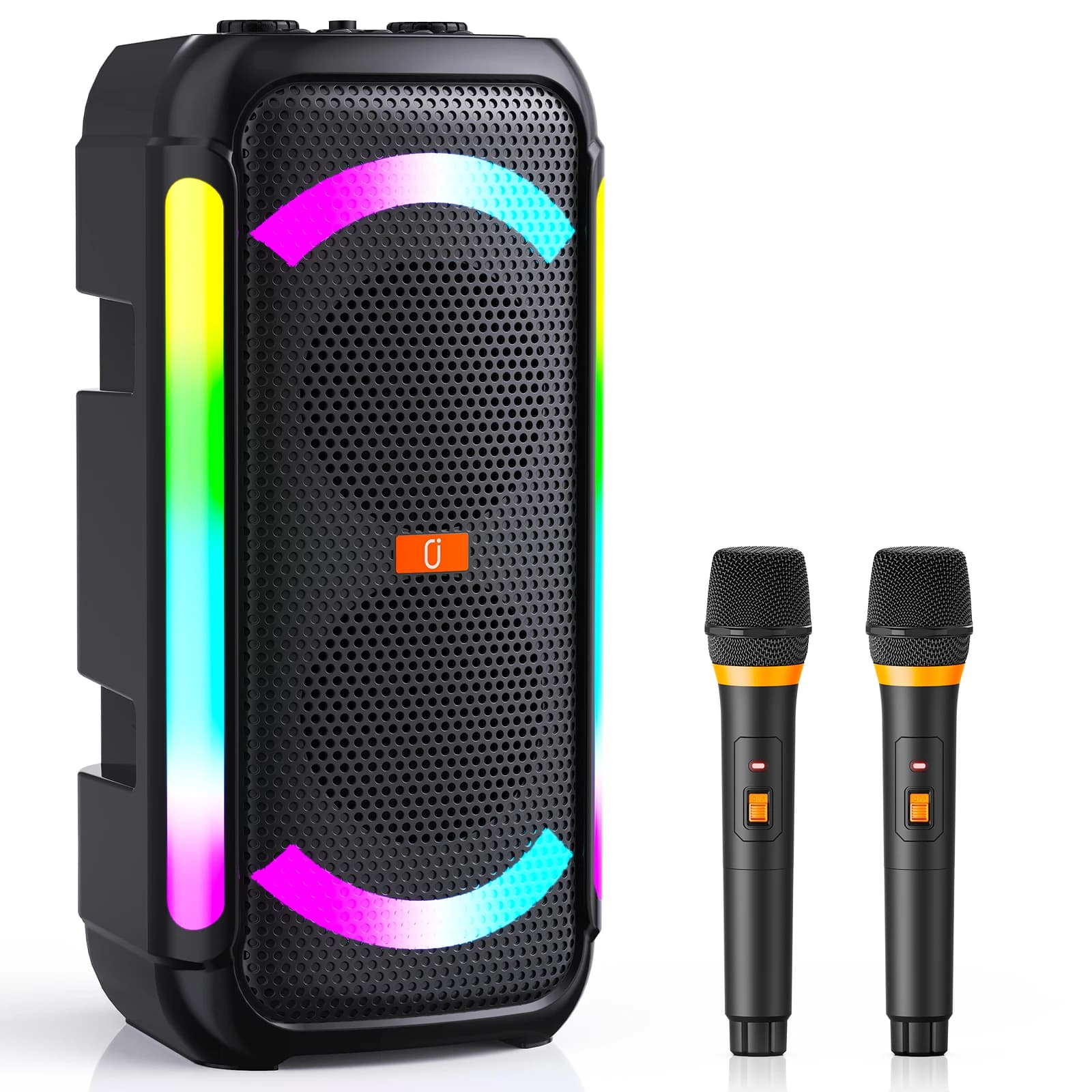 Altoparlante Bluetooth Wireless FanFun, Macchina per Karaoke con 2 Microfoni, Speaker per Feste Karaoke Domestico con Luce LED