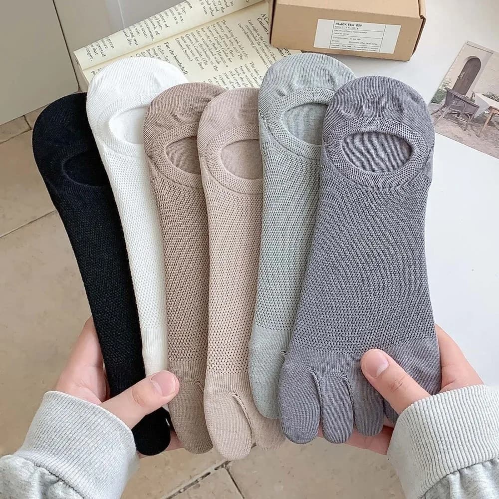 Thin Hosiery Men's Five Finger Socks Mesh Low Cut Odor Resistant Five Toe Boat Socks Anti-slip Separate Fingers Sports Socks