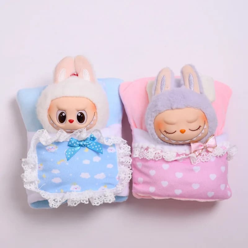 Labububu 1a-3a 15/17 cm generation pendant set: dollwear, mini bed, sleeping bag, pillow and quilt, accessories