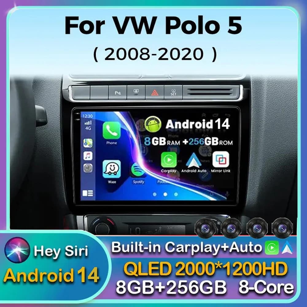 Android 16 Carplay Car Radio For Volkswagen VW Polo Sedan 2008 2009 2010 2011 2012 2013 2014 2015 Multimedia Player Stereo GPS