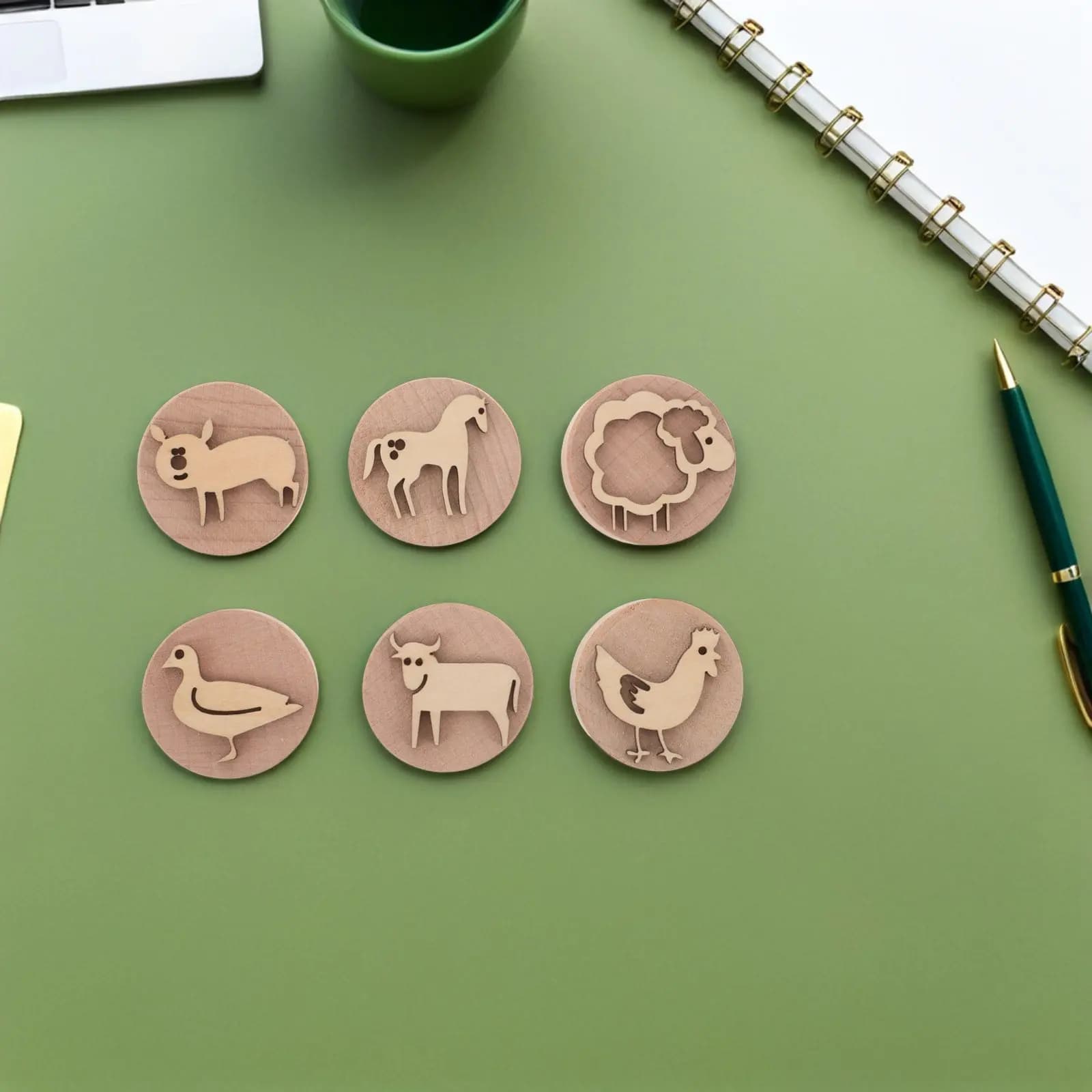 Set di 1 timbro in argilla e timbri in legno a forma di animali per lo sviluppo precoce, blocchi artigianali per progetti artistici scolastici