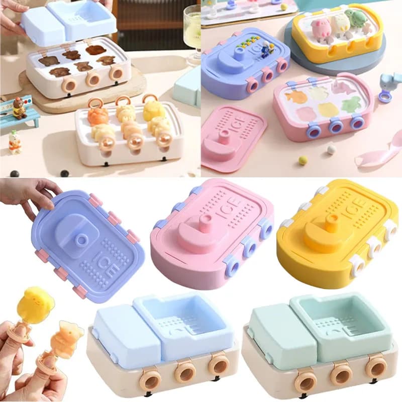Stampo in Silicone per Ghiaccioli a Forma di Barca e Camion - Riutilizzabile per Preparare Gelati Fai-da-Te, Utensile da Cucina Estivo