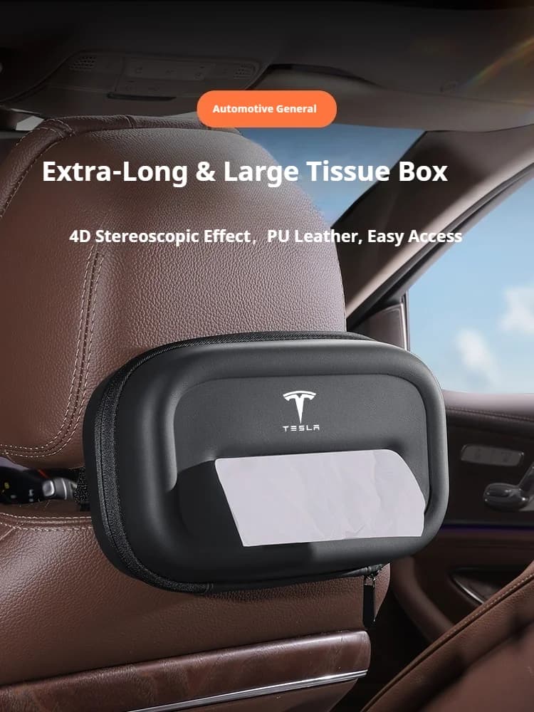 Scatola per fazzoletti stereoscopica 3D extra lunga e grande per auto, per Tesla Model 3, Model Y, Model X, Model S, accessori per interni auto