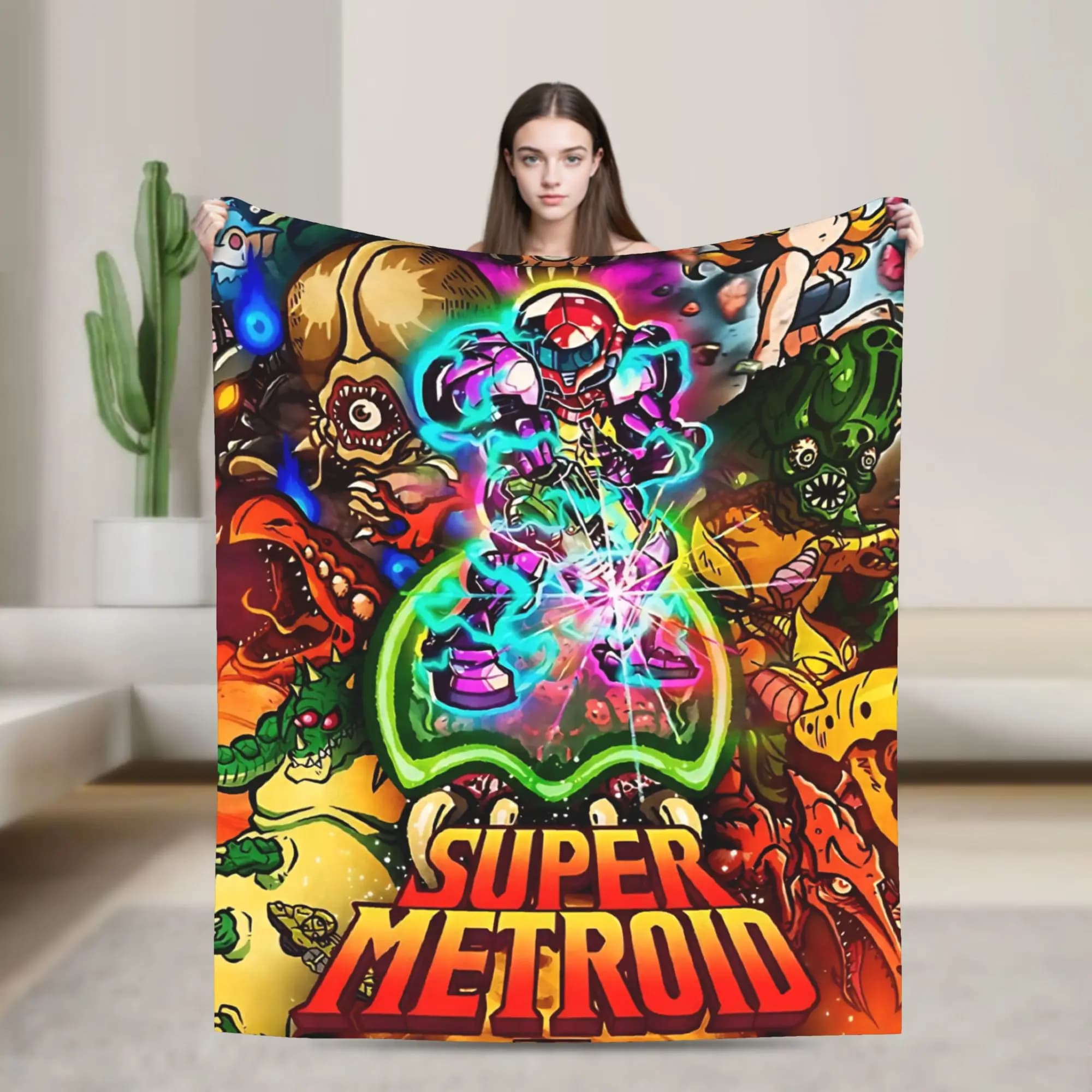 Metroids Hero Game Flannel Blanket Super Soft Throw Blanket for Living Room Travel Office Street Trend Bedspread Sofa Bed Cover