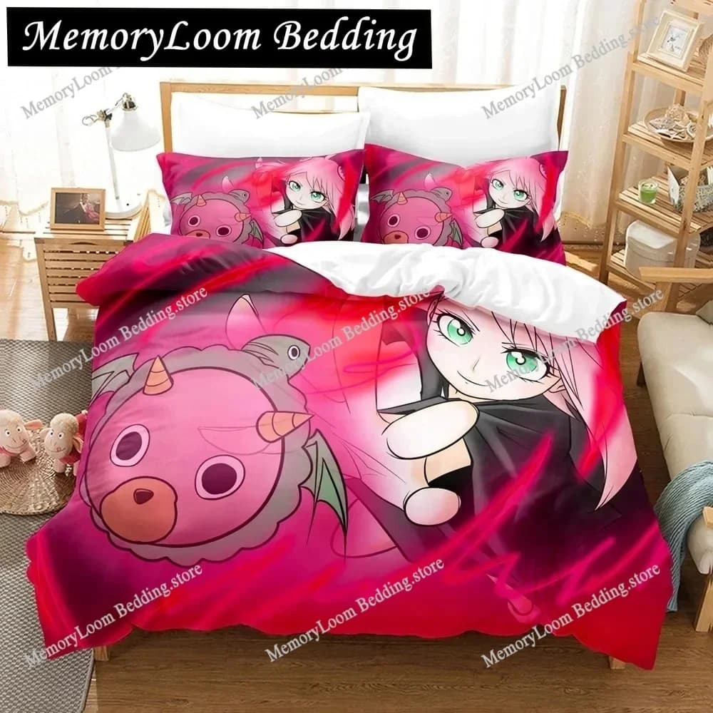 SPY×FAMILY Anya Forger Cute Bedding Set Cartoon Anime Adult Kid Bedroom Soft Duvet Cover 3D Print Vibrant Kawaii Anime Cozy Set