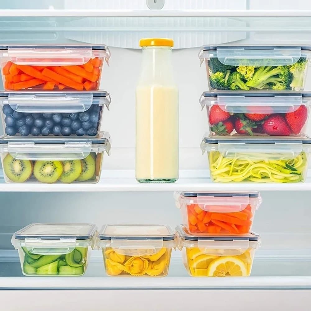 Contenitori per Alimenti Trasparenti Ermetici con Coperchi a Scatto, Scatole Antiperdita per Frigorifero, Set di Contenitori in Plastica Sigillati per Conservazione Alimenti e Preparazione Pasti