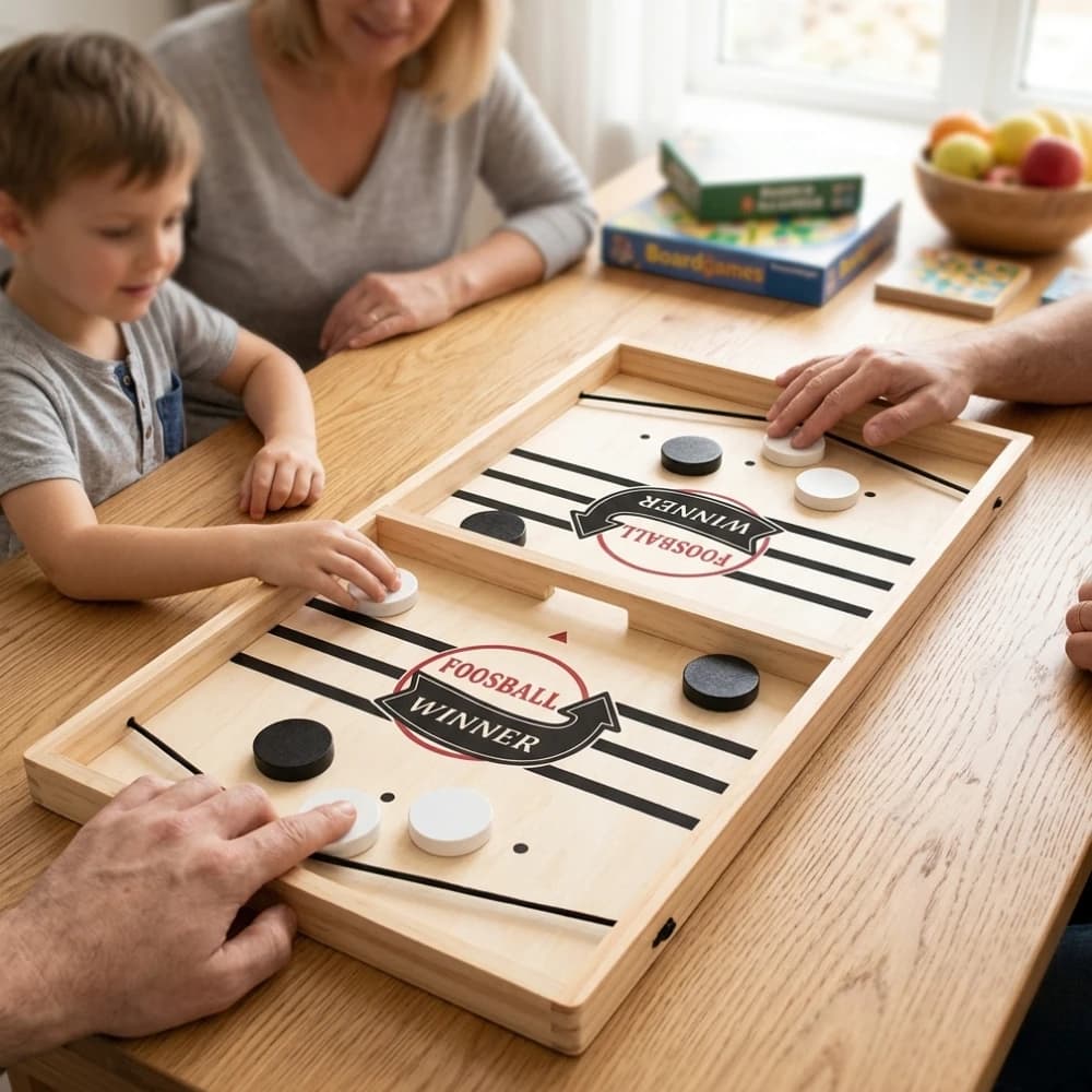 Fast Pace Sling Puck Game Foosball Winner Board Game Tabletop Hockey Catapult Chess Hand-eye Coordination Training Toys for Kids