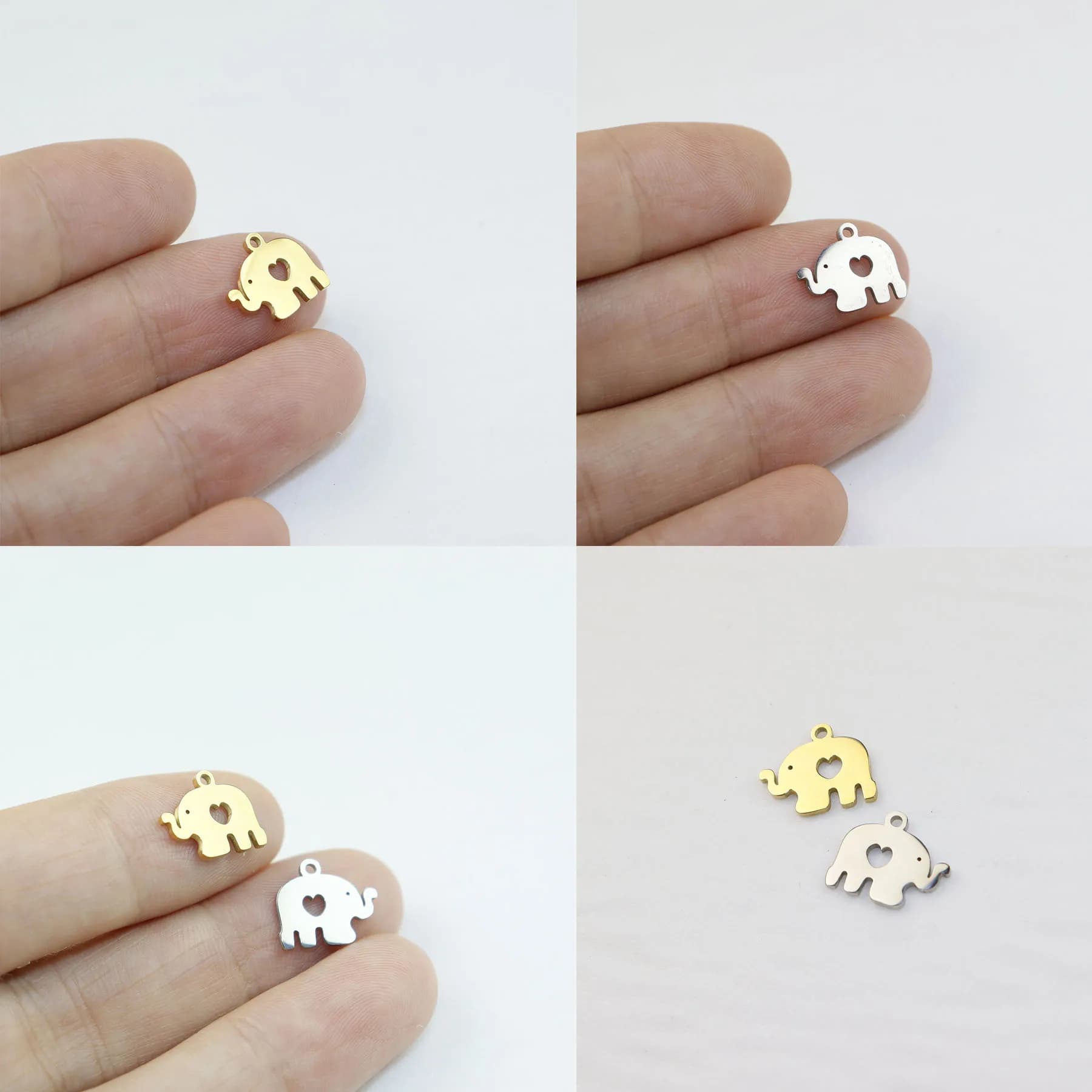 10 pezzi in acciaio inossidabile 304L cuore elefante accessori gioielli componenti ciondolo con ciondolo collana fai da te orecchini piastra PVD