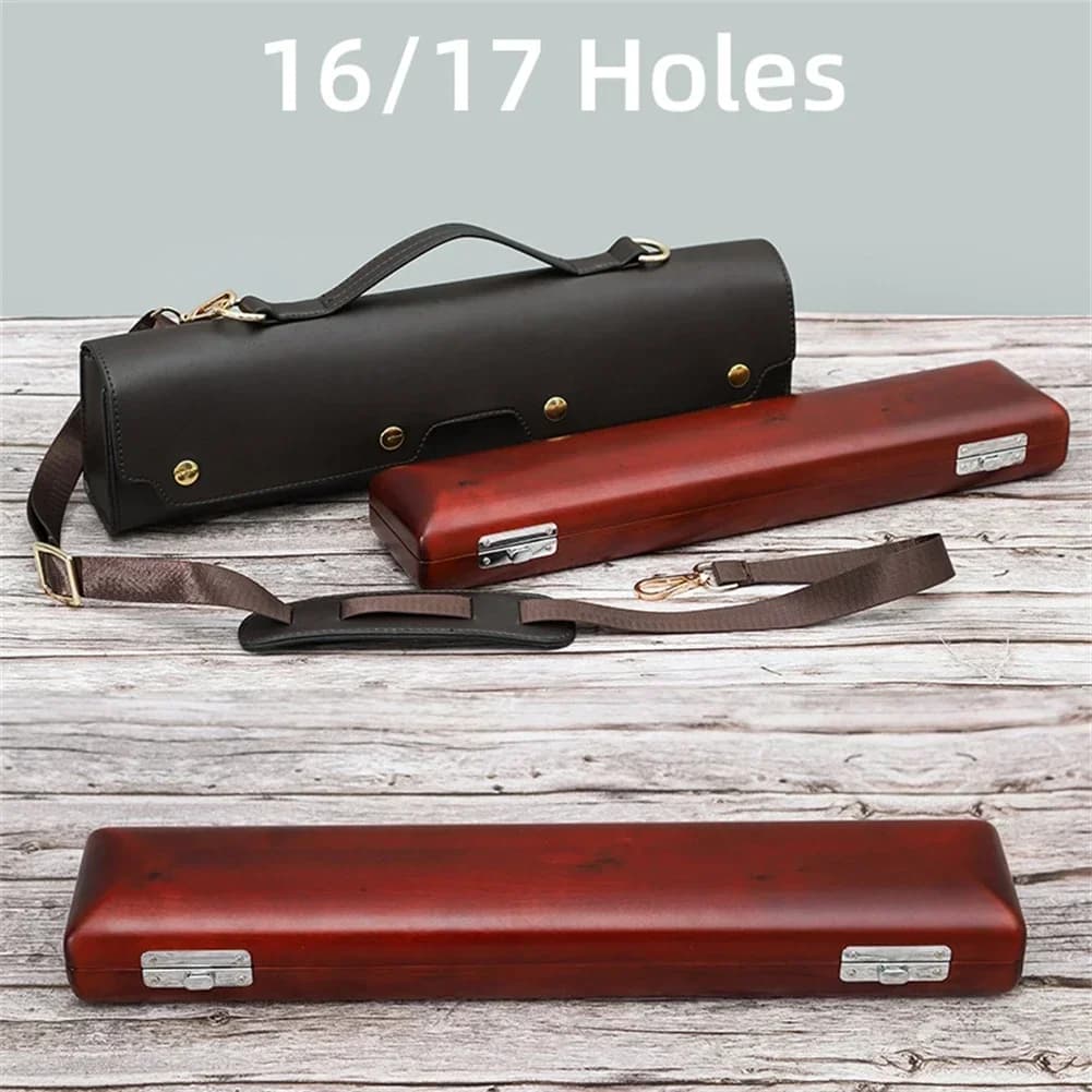 Portable Flute Case 16 17 Holes Wooden Protective Box for Leather Portable Flute PU Accessories for Musical Instruments