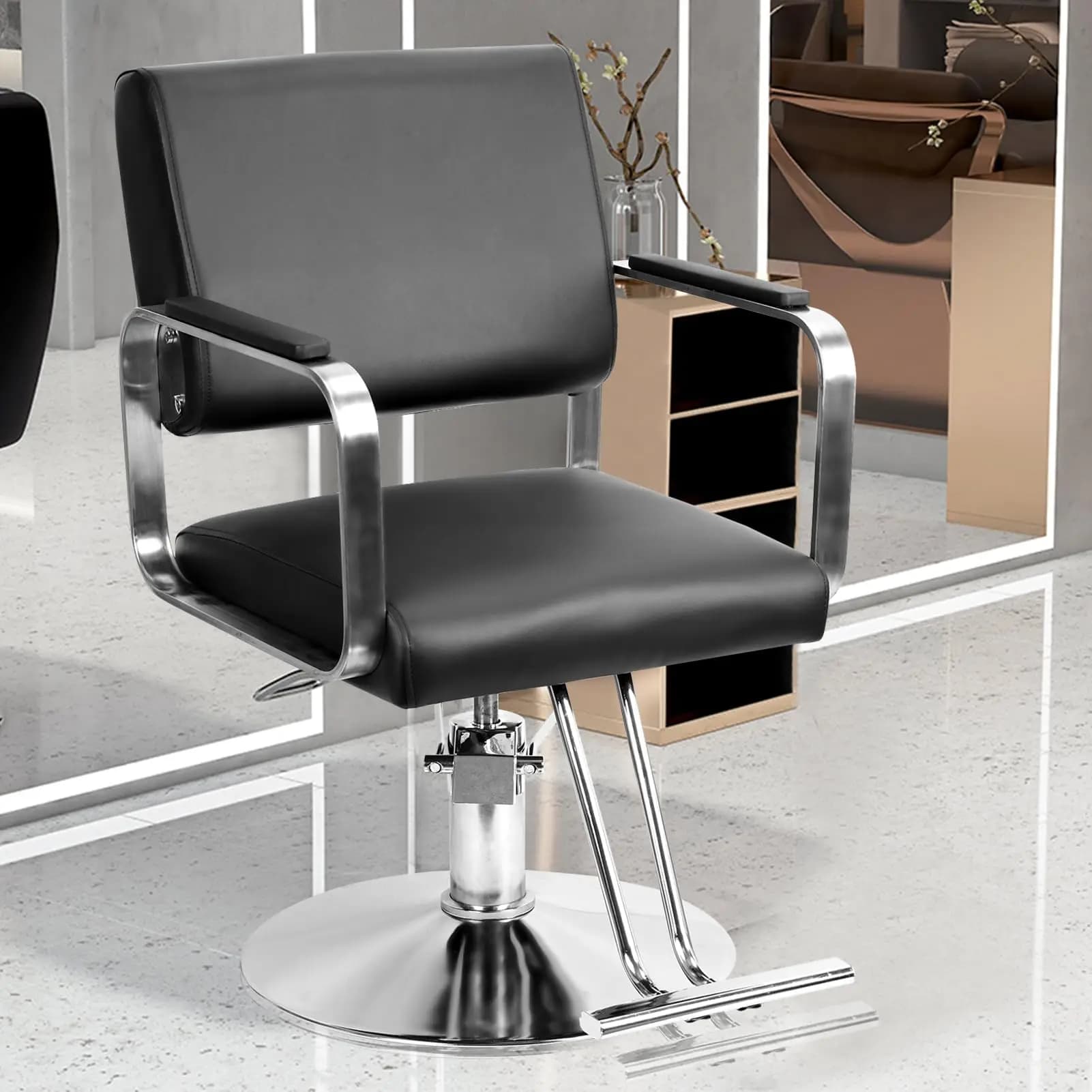 Poltrona da Barbiere Moderna e Classica di Lusso per Uomo, Girevole con Poggiapiedi, Sillon De Barberia, Arredamento Professionale per Salone